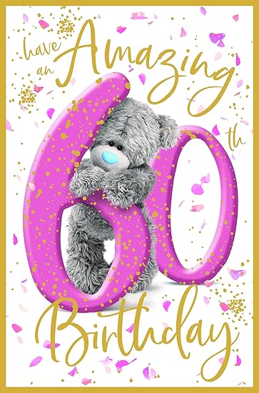 Carte Blanche 60th birthday soft toy bear peeking through number 60, festive plush giftware for milestone celebration
