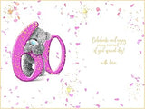 Carte Blanche 60th birthday bear soft toy peeking through number 60 for a milestone celebration, designed as a charming giftware item.