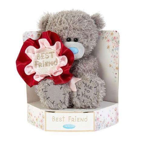 Carte Blanche Bear 7-inch plush toy with a Best Friend rosette, soft and cuddly giftware for children or friends.