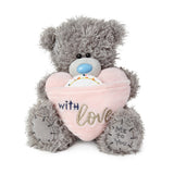 Personalised Carte Blanche Heart Plush soft toy with embroidered details, perfect as a cuddly gift or keepsake.
