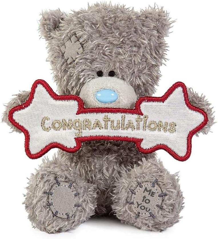 Carte Blanche Tatty Teddy plush bear, 10cm high, soft toy from the official Congratulations Bear collection, perfect for gifting.