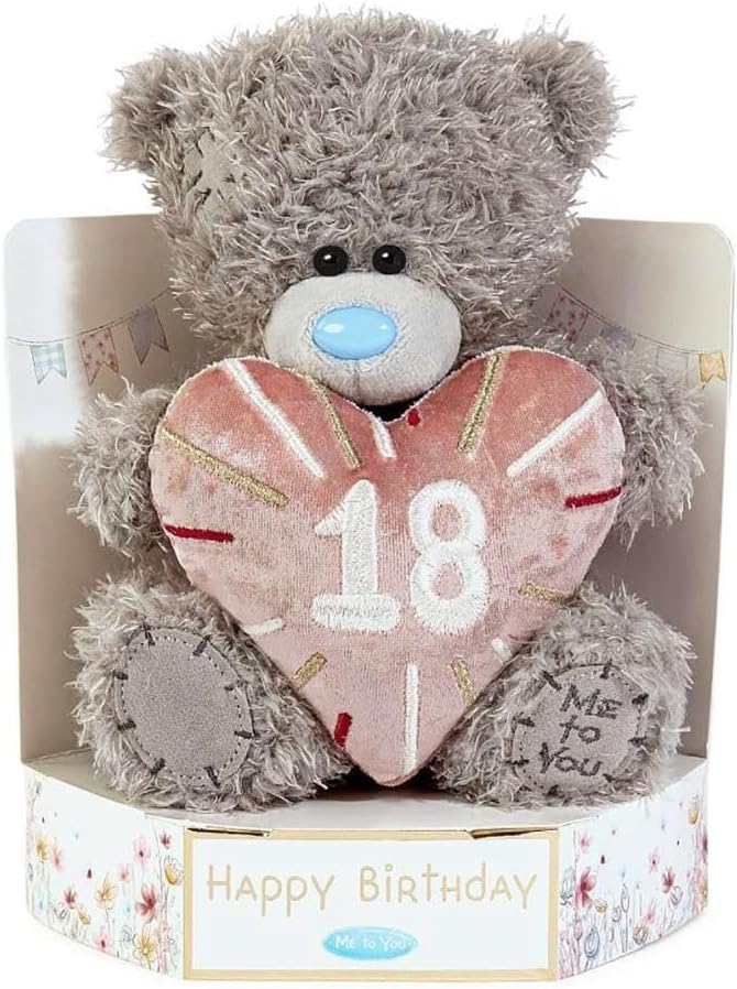 Carte Blanche Tatty Teddy plush 15cm high on a luxury gift plinth, 18th birthday bear from the official collection, soft toy and giftware.