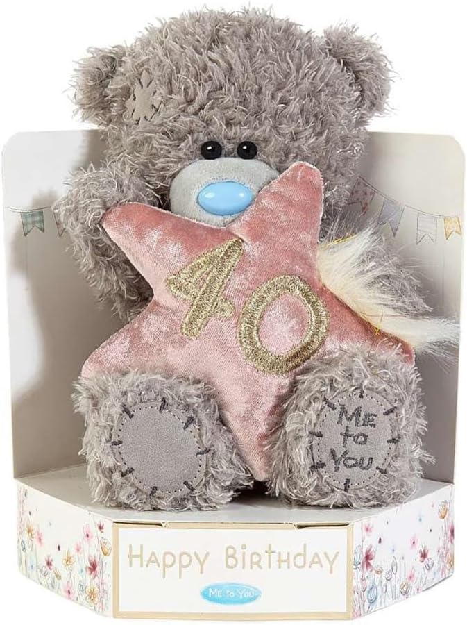 Carte Blanche Tatty Teddy plush bear, 15cm high, on a luxury gift plinth, from the official 40th birthday collection.