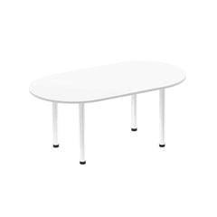 Dynamic Impulse W1800 x D1000 x H740mm Boardroom Table Post Leg White Finish Chrome Frame - I003719 DD
