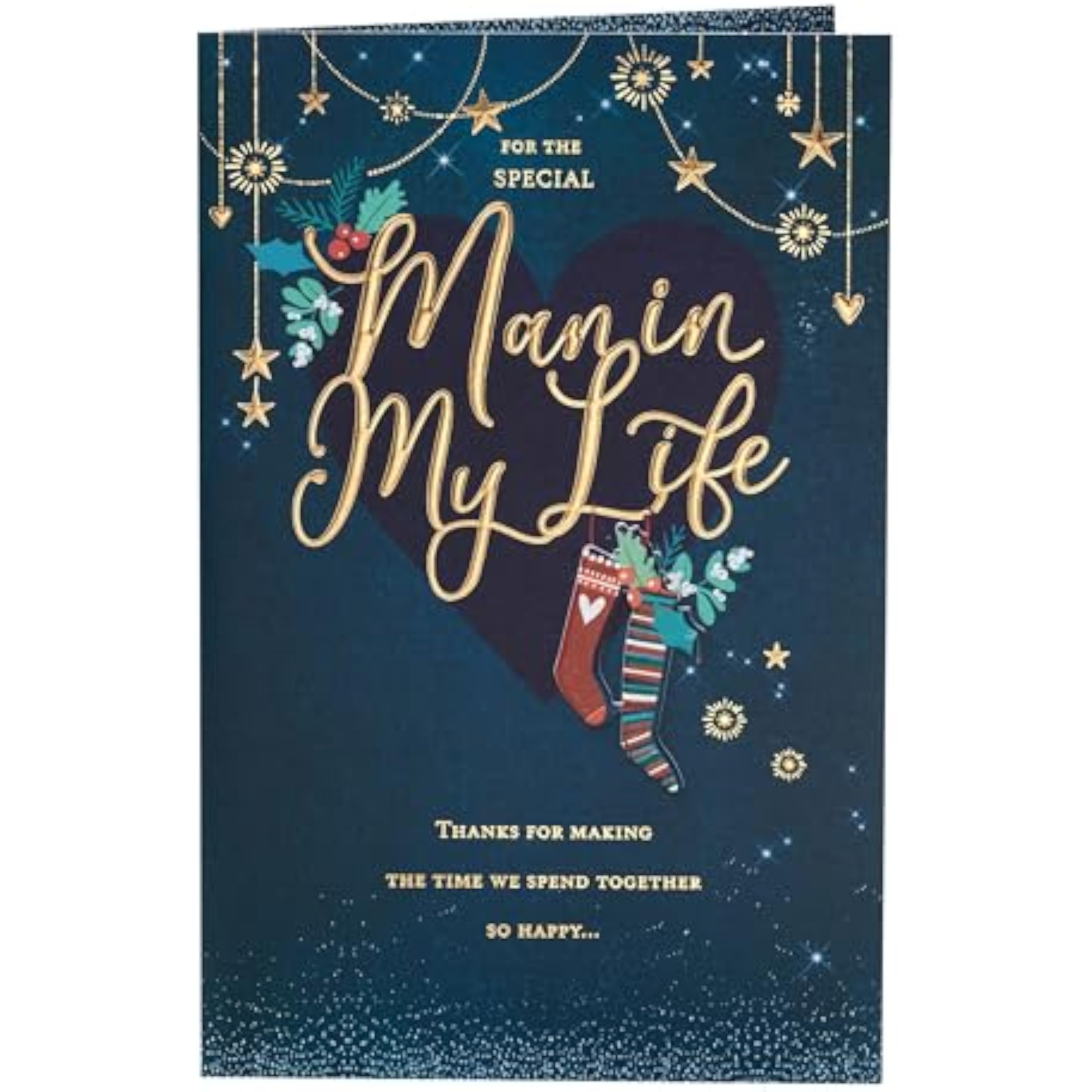 UK Greetings Christmas Card for the Special Man in My Life - Gold Lettering Design,Multi,165 mm x 254 mm