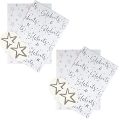 Celebration Wrapping Paper and Gift Tag Pack Bundle - 2 Sheets and 2 Tags in 2 Designs