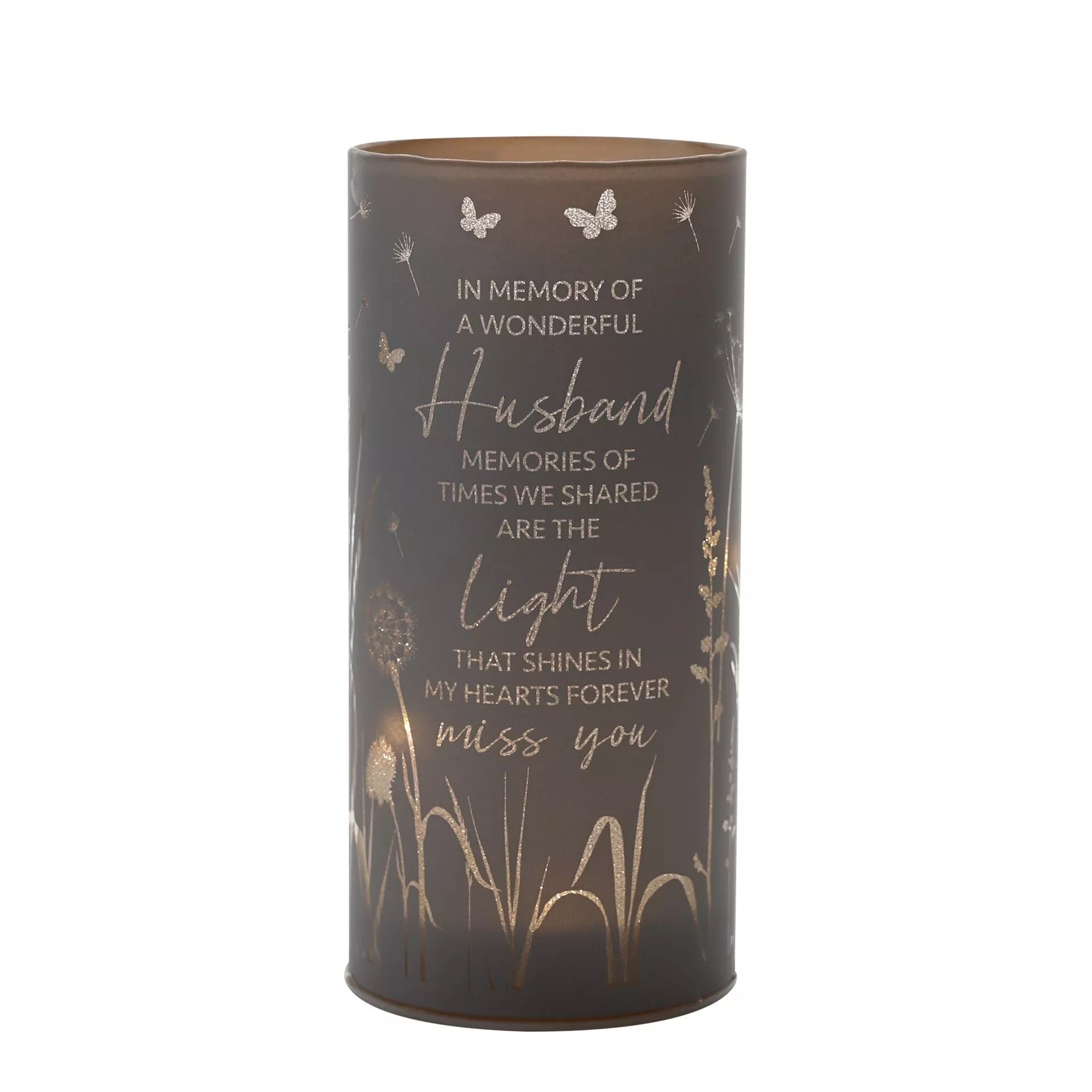 Celebrations Keepsake memorial tube light with "husband" tribute, a heartfelt remembrance keepsake for loved ones.