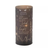 Celebrations Thoughts of You memorial tube light with 'mum & Dad' tribute keepsake, featuring a gentle illuminated memorial design.