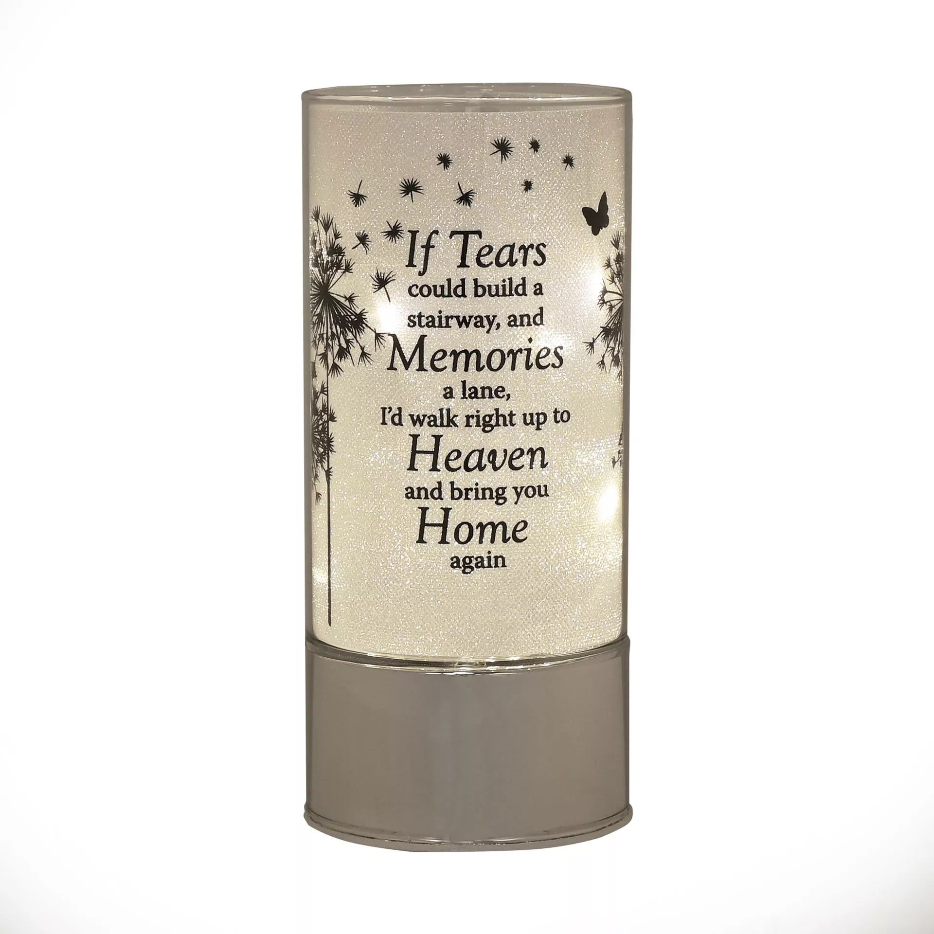 Celebrations memorial tube light keepsake titled "Thoughts of You" with a stairway to heaven design, honoring loved ones.