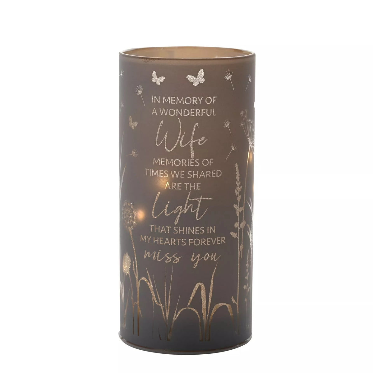 Celebrations Thoughts of You memorial tube light keepsake with a soft glowing tribute for a wife, crafted as a heartfelt remembrance.