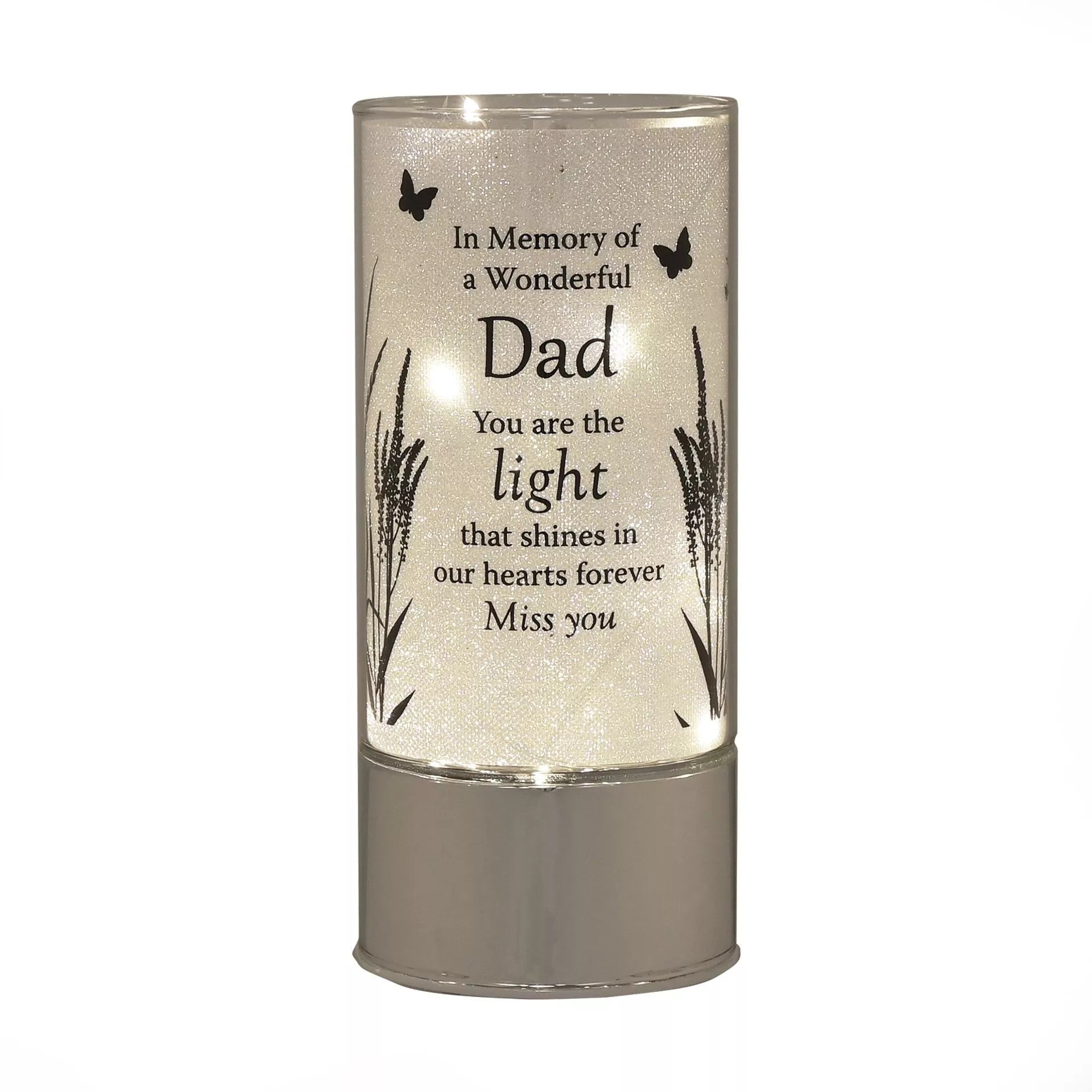 Celebrations memorial ornament with a tube light tribute to dad, commemorating loved ones with a heartfelt keepsake.