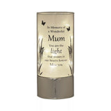 Celebrations Thoughts of You memorial tube light ornament with 'mum' tribute keepsake and soft glowing light.