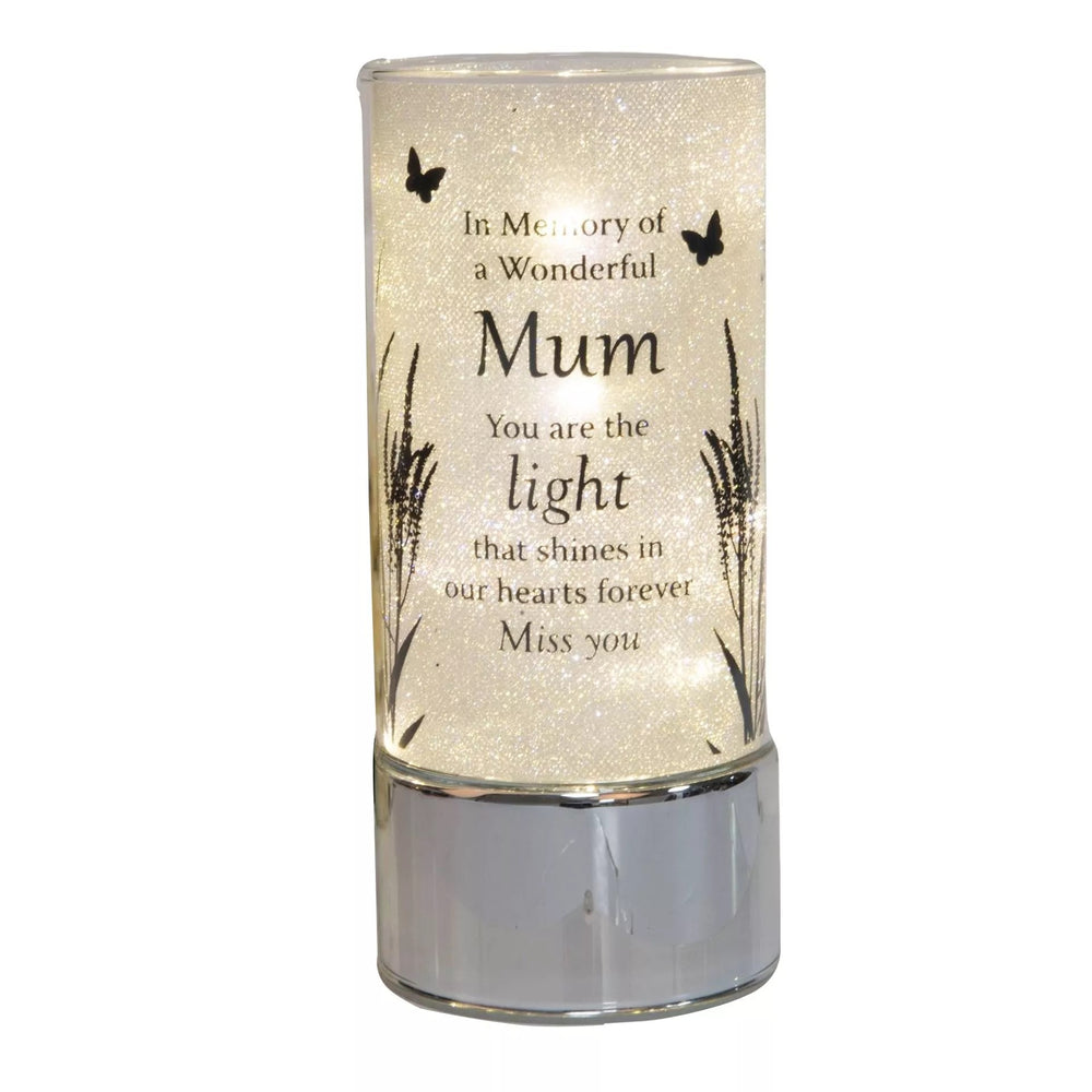 Celebrations memorial tube light ornament with "mum" tribute, sentimental keepsake for honoring loved ones in remembrance.