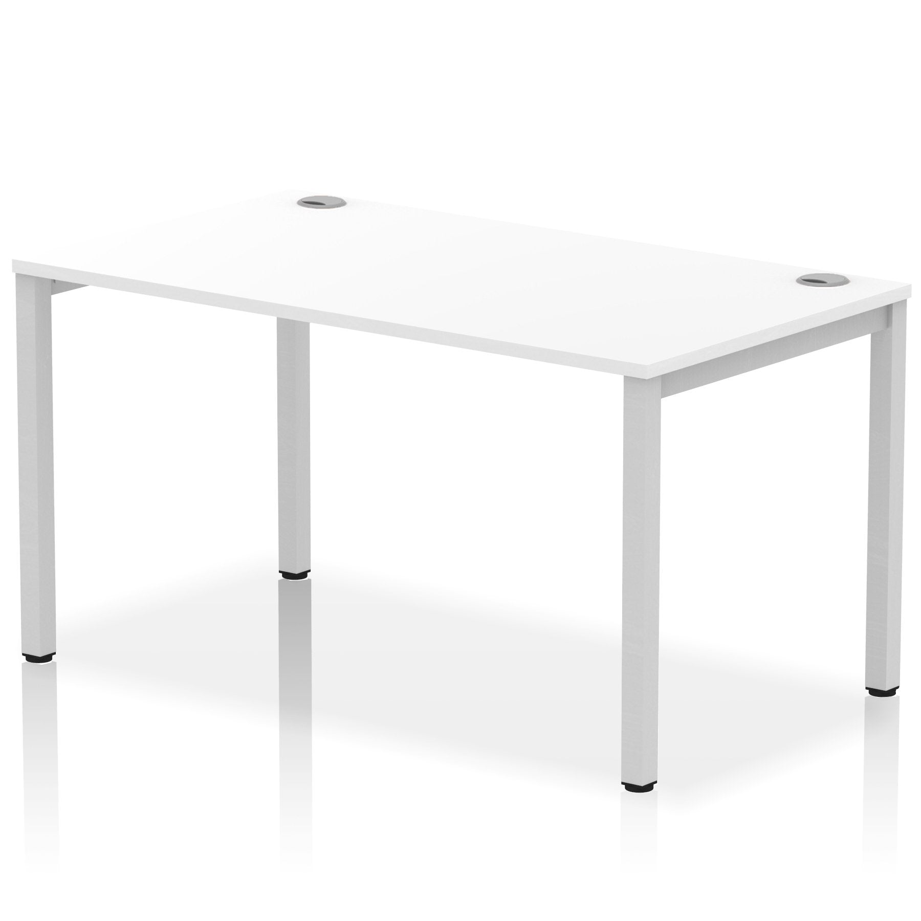 Impulse Single Row Bench Desk W1400 x D800 x H730mm White Finish Silver Frame - IB00261 DD