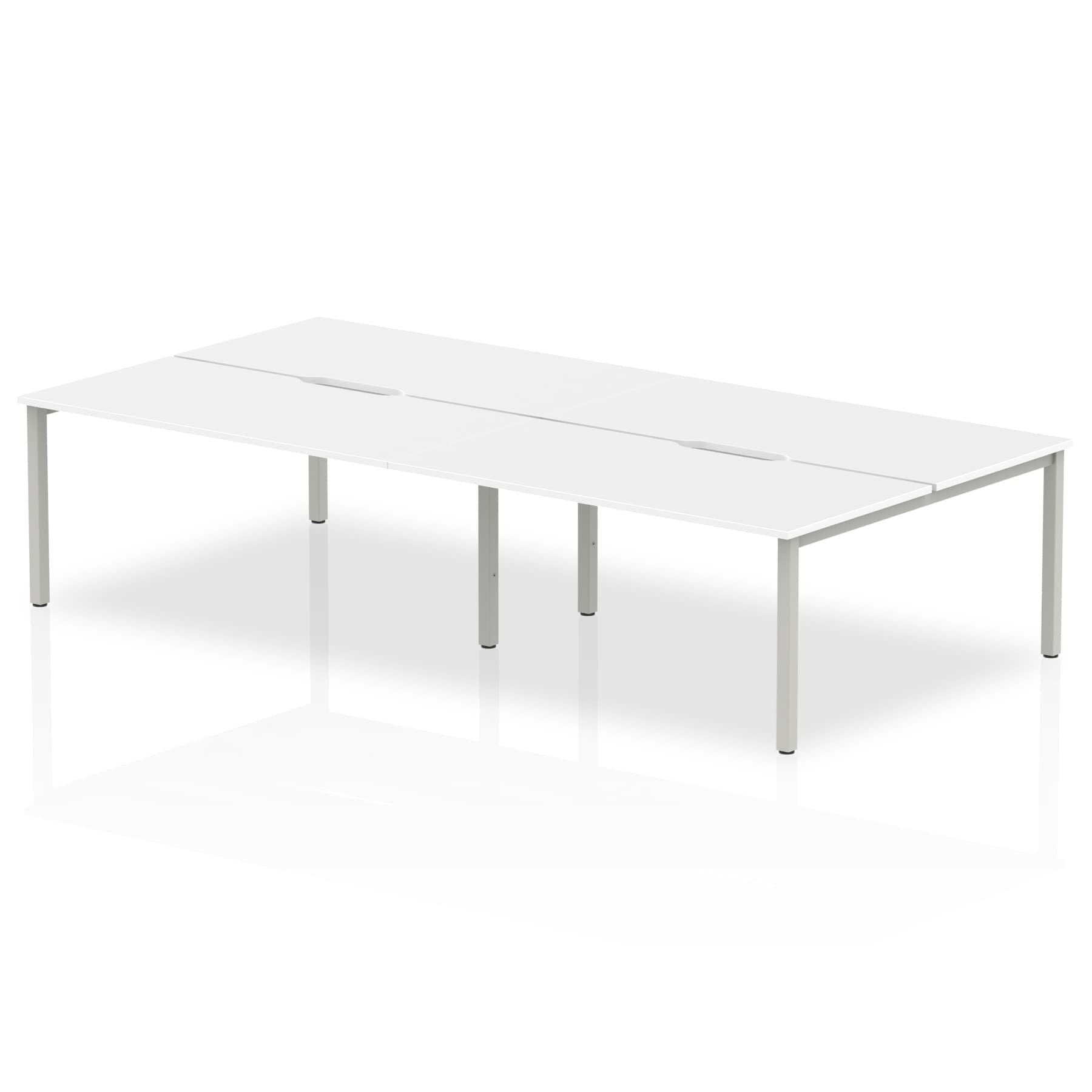 Evolve Plus 1600mm Back to Back 4 Person Desk White Top Silver Frame BE246 DD
