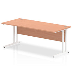Impulse 1800 x 800mm Straight Desk Beech Top White Cantilever Leg MI001677 DD
