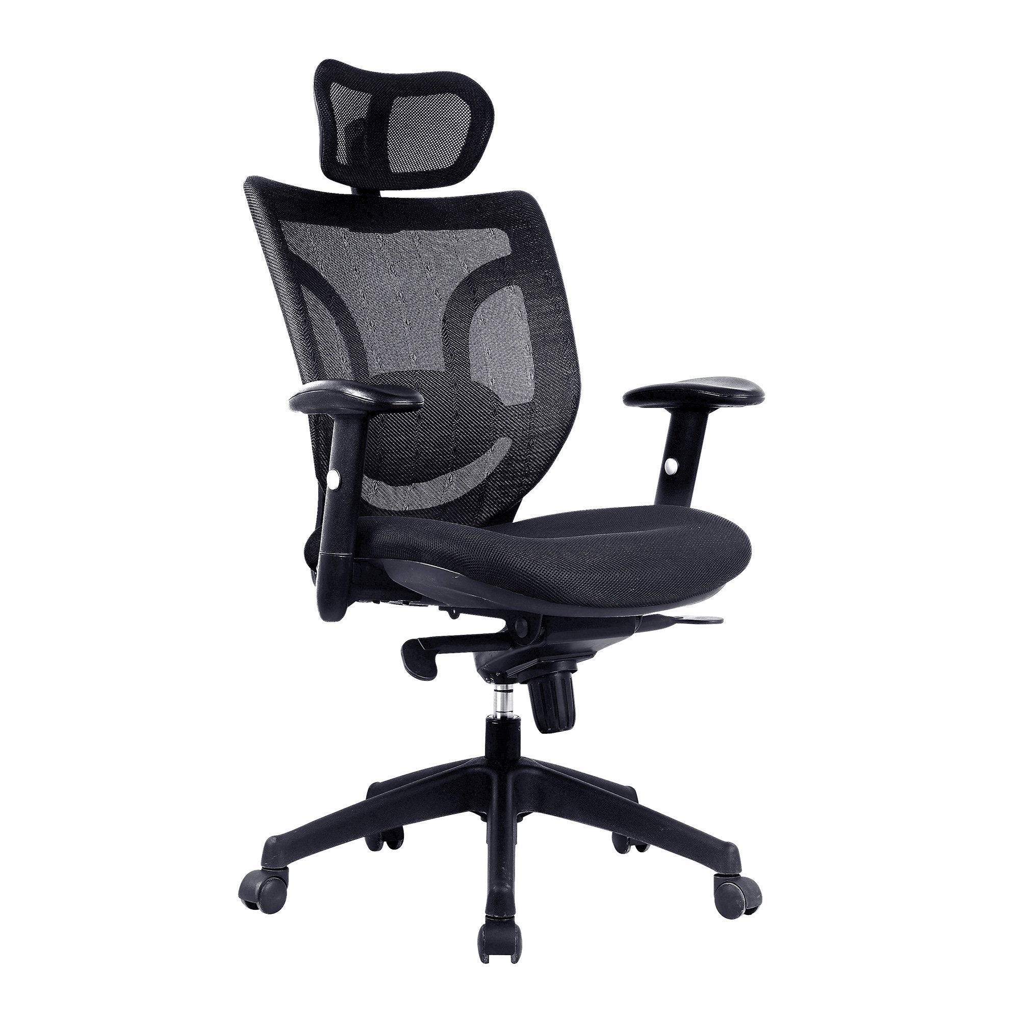 Nautilus Designs Newton High Back Mesh Synchronous Executive Office Chair With Integral Headrest and Height Adjustable Arms Black - BCM/K103/BK DD