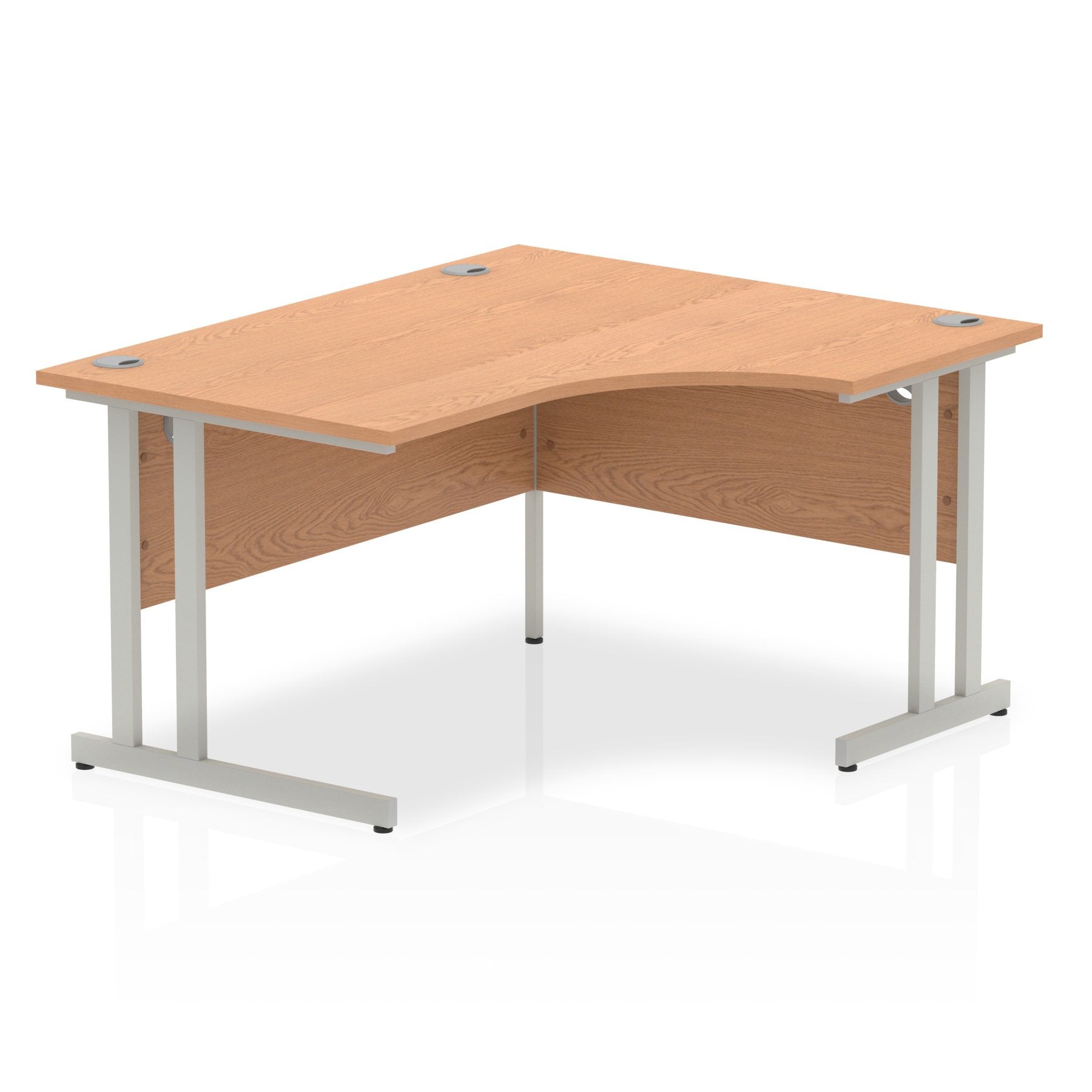 Impulse 1400mm Right Crescent Desk Oak Top Silver Cantilever Leg I003827 DD