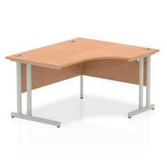 Impulse 1400mm Right Crescent Desk Oak Top Silver Cantilever Leg I003827 DD