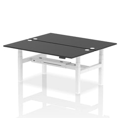 Dynamic Air Back-to-Back W1800 x D800mm Height Adjustable Sit Stand 2 Person Bench Desk With Cable Ports Black Finish White Frame - HA03010 DD