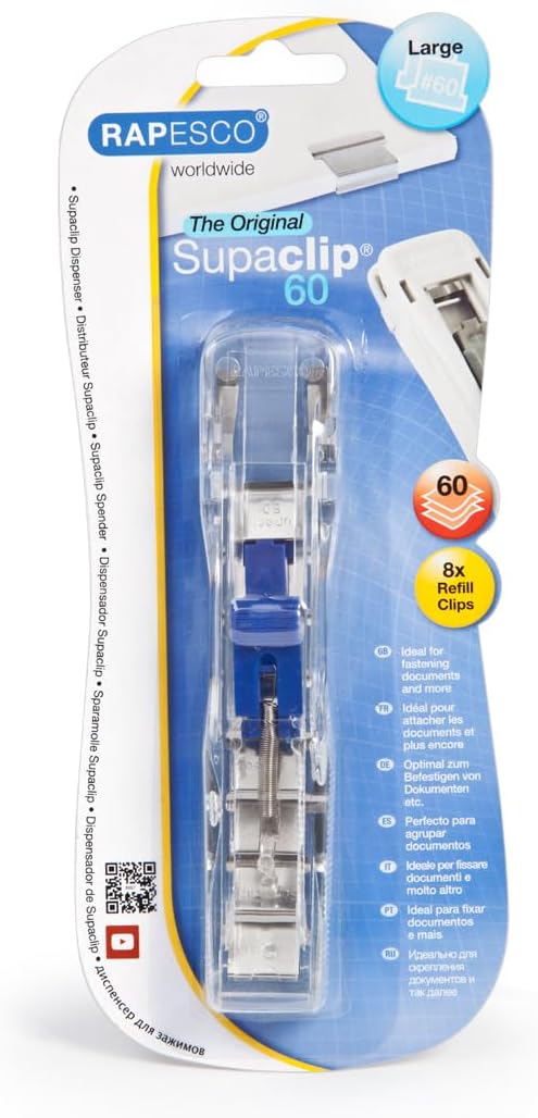 Rapesco Supaclip 60 Kit Dispenser & 100 Stainless Steel Refill Clips