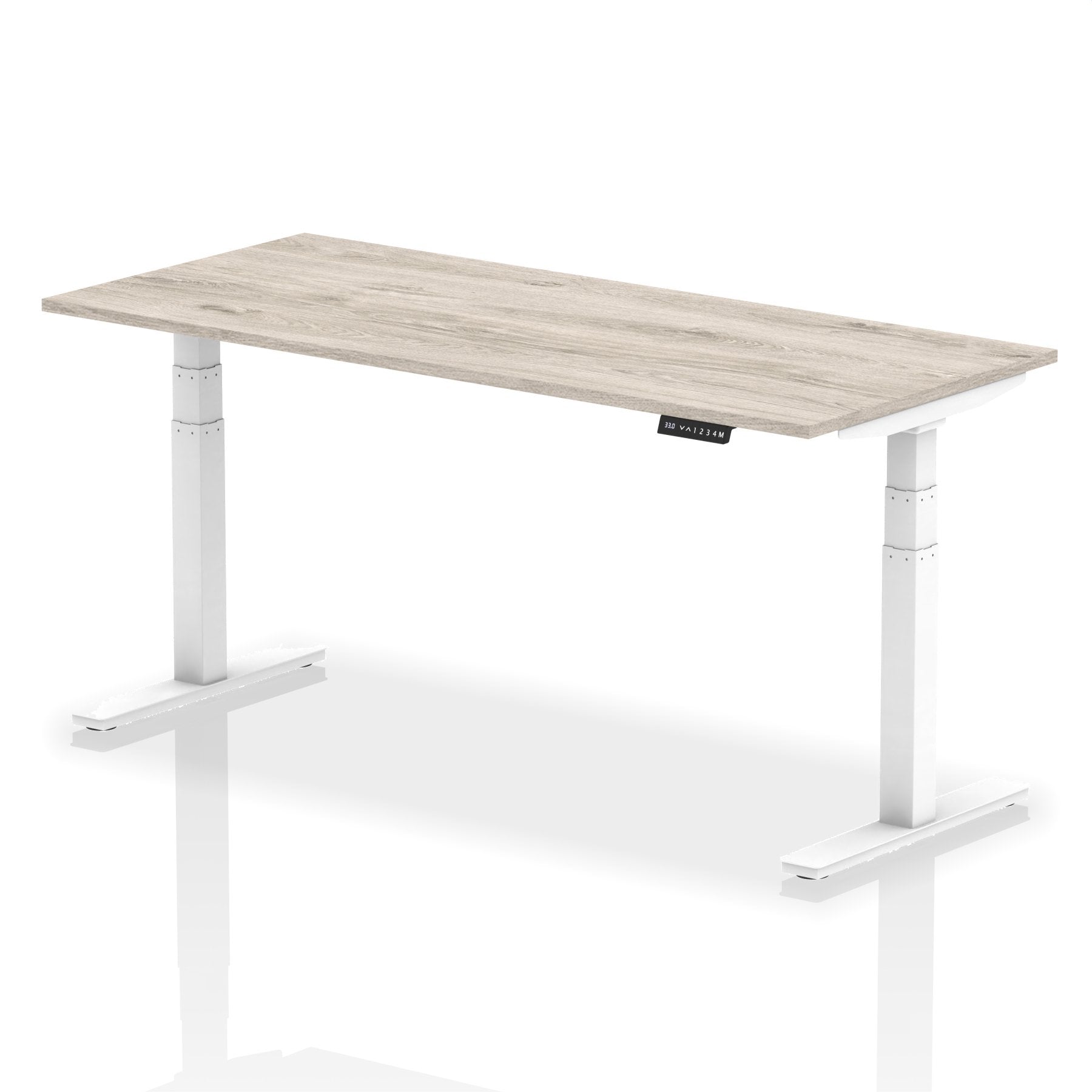 Dynamic Air 1800 x 800mm Height Adjustable Desk Grey Oak Top White Leg HA01168 DD