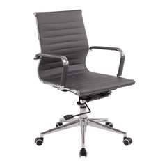 Nautilus Designs Aura Contemporary Medium Back Bonded Leather Executive Office Chair With Fixed Arms Grey - BCL/8003/GY DD