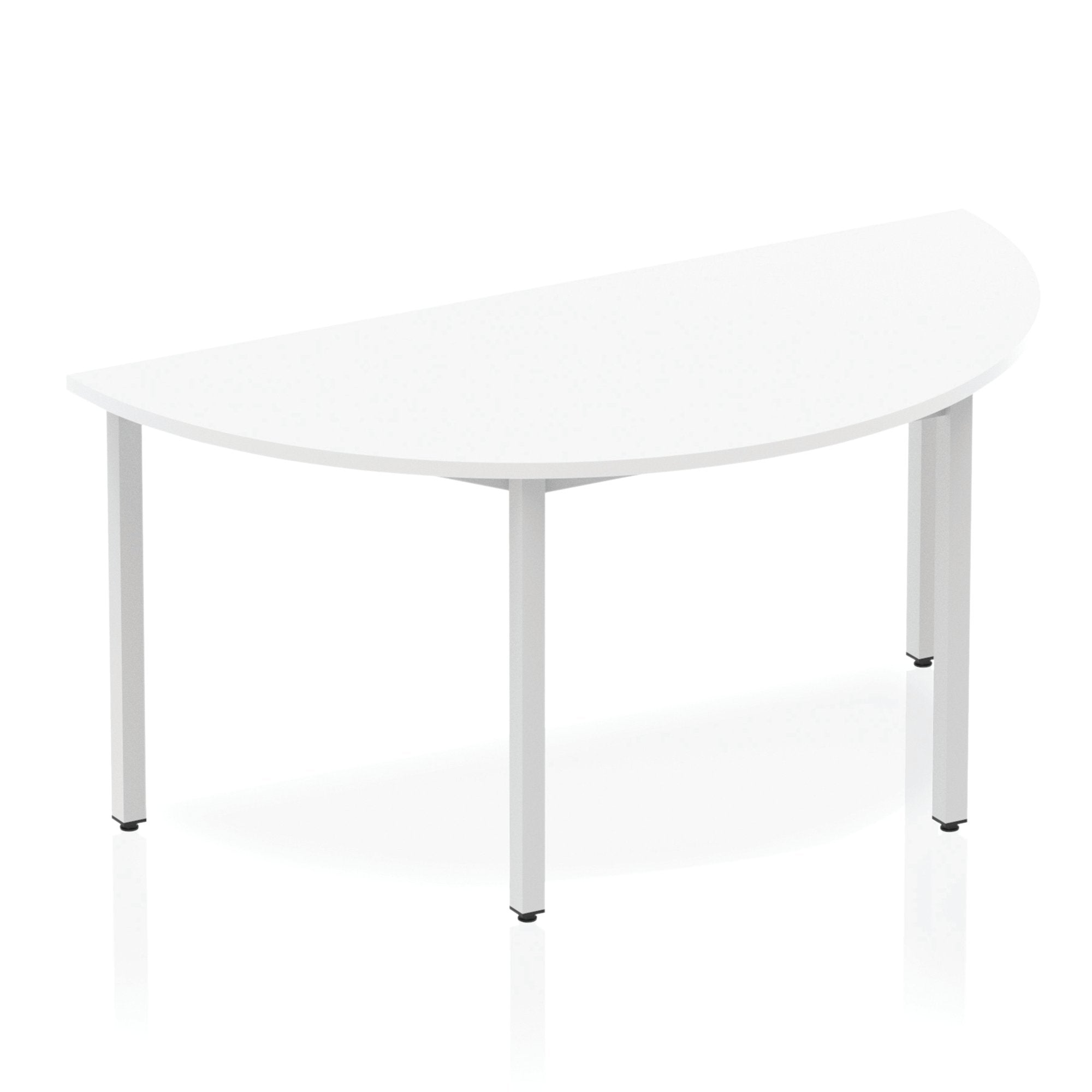 Impulse 1600mm Semi Circle Table White Top Silver Box Frame Leg BF00125 DD