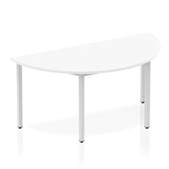 Impulse 1600mm Semi Circle Table White Top Silver Box Frame Leg BF00125 DD