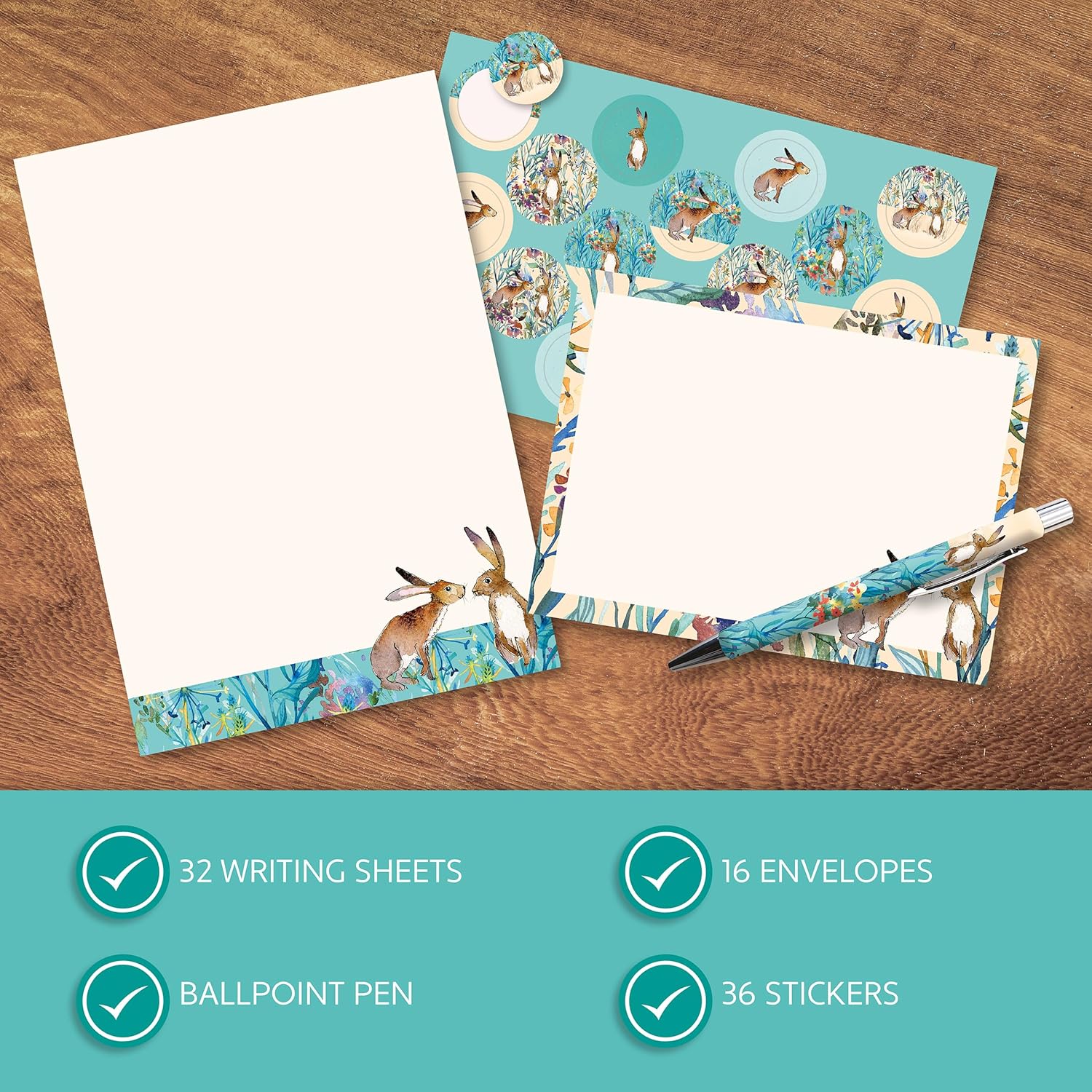 Kissing Hares Gifted Stationery Letter Writing Sets