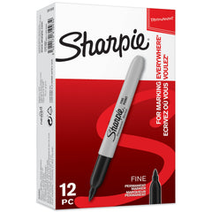 Sharpie Permanent Marker Fine Tip 0.9mm Line Black (Pack 12) - S0810930