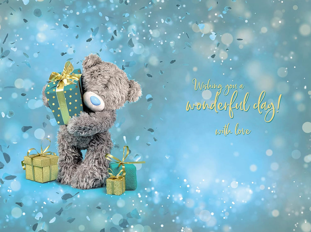 Teddy 30th Bear Holding Gift