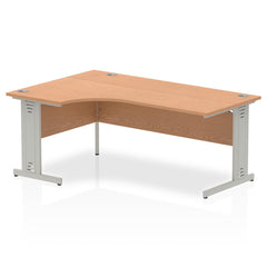 Dynamic Impulse 1800mm Left Crescent Desk Oak Top Silver Cable Managed Leg I000865 DD