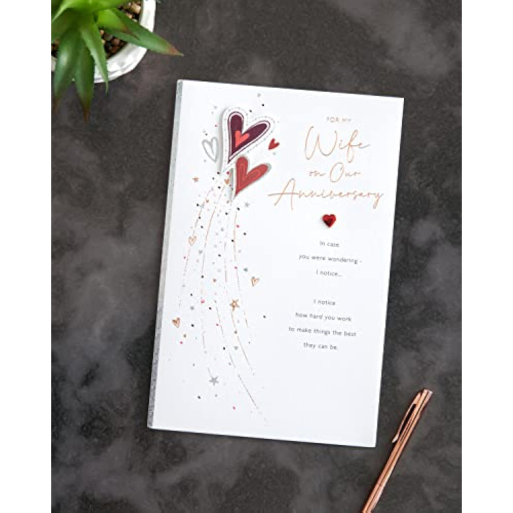 Red Hearts Design Wife Anniversary Card