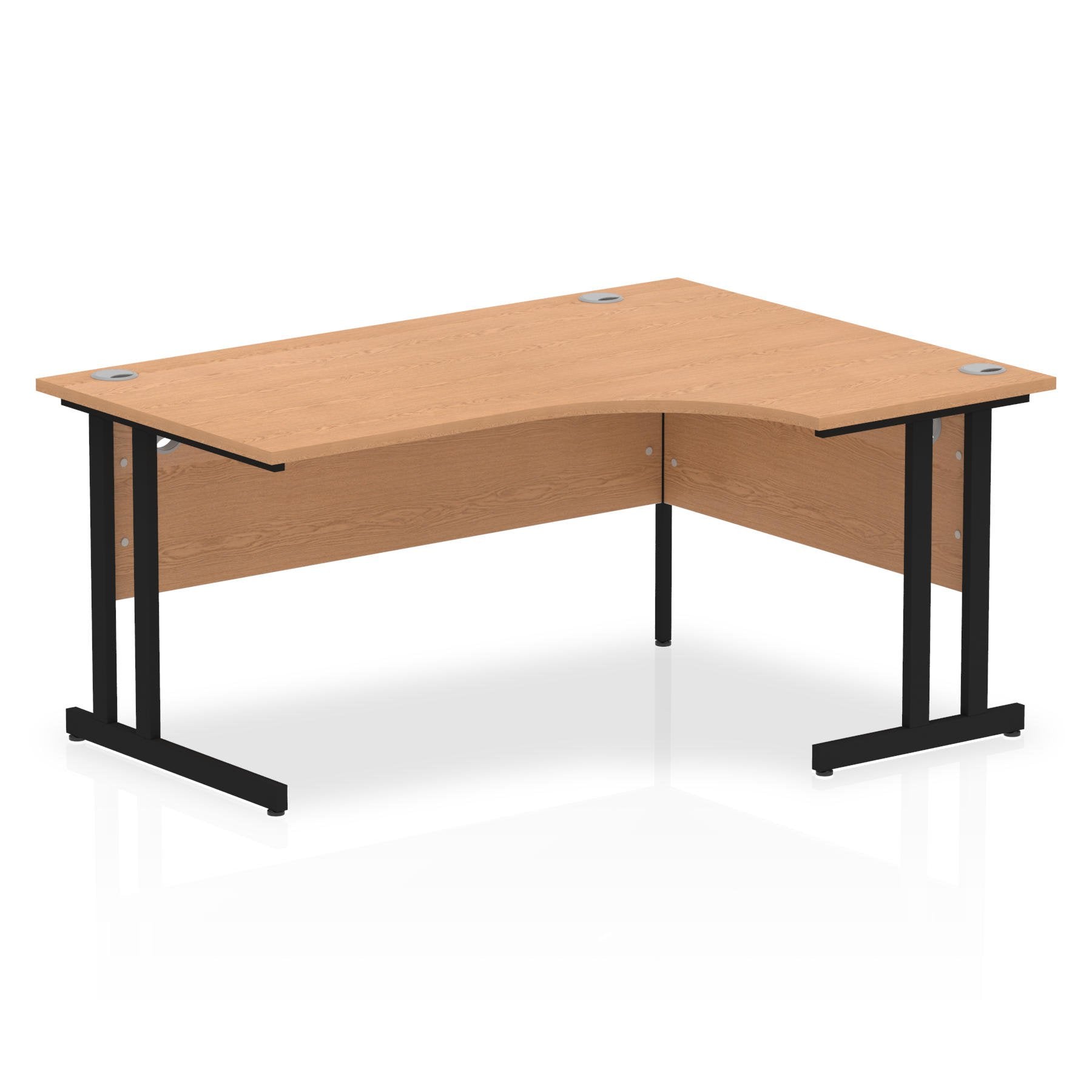 Dynamic Impulse W1600 x D800/1200 x H730mm Right Hand Crescent Desk With Cable Management Ports Cantilever Leg Oak Finish Black Frame - MI003300 DD