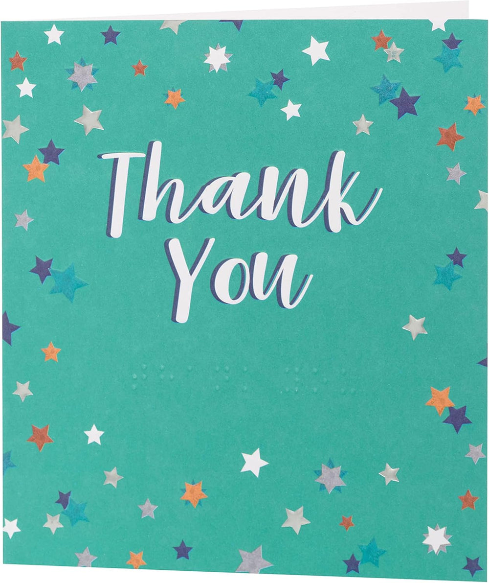 Lovely Design With Stars Braille Thank You Card