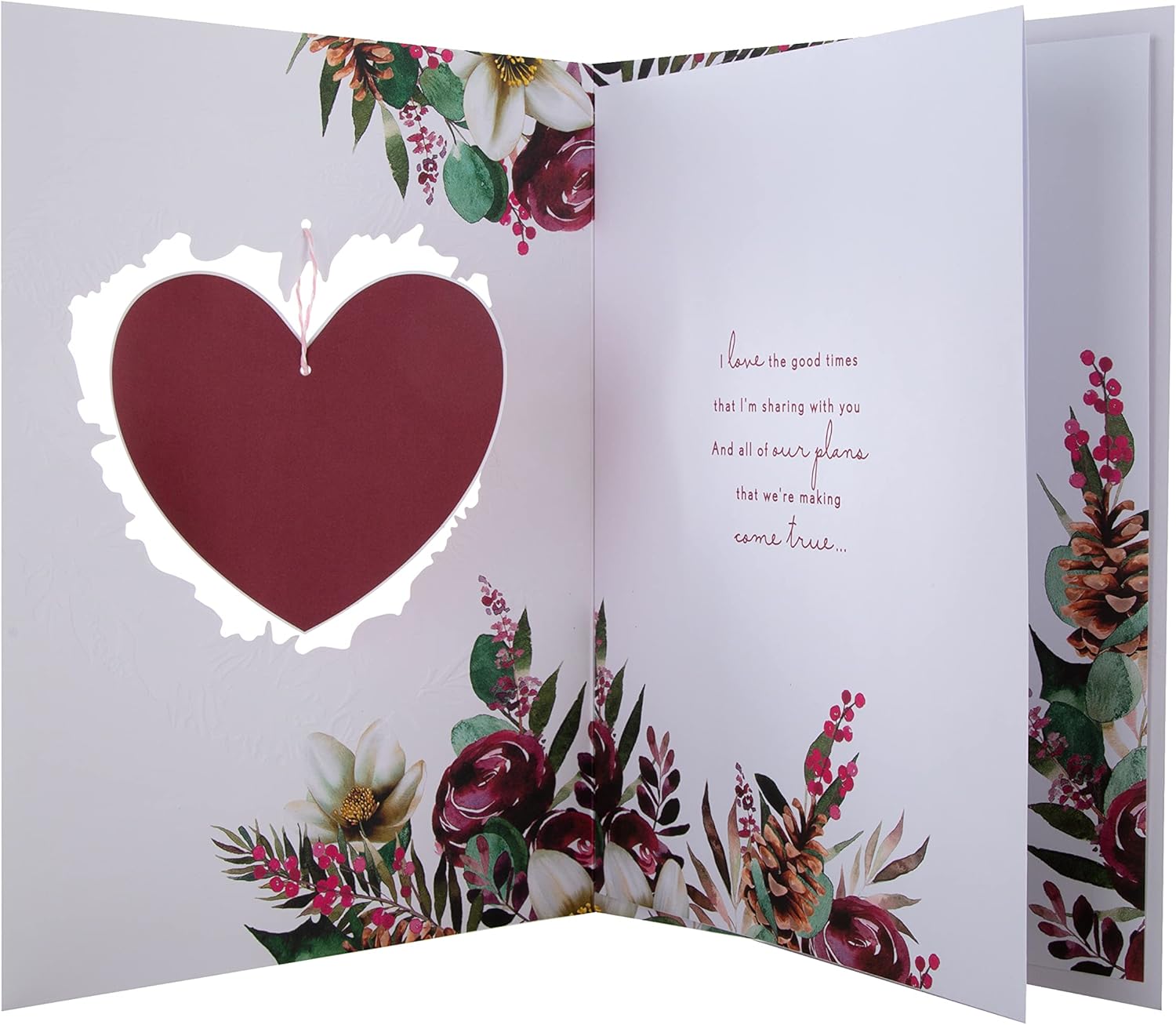 Hallmark Boxed Christmas Card for Fiancée – Traditional Heart & Wreath Design