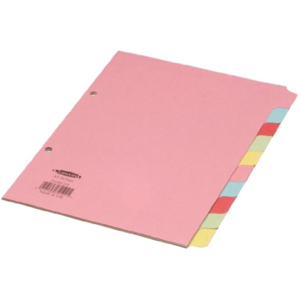 Concord Subject Dividers 230 Micron, 10 Part A5, with reference 72199, featuring durable plastic material and labeled tabs.