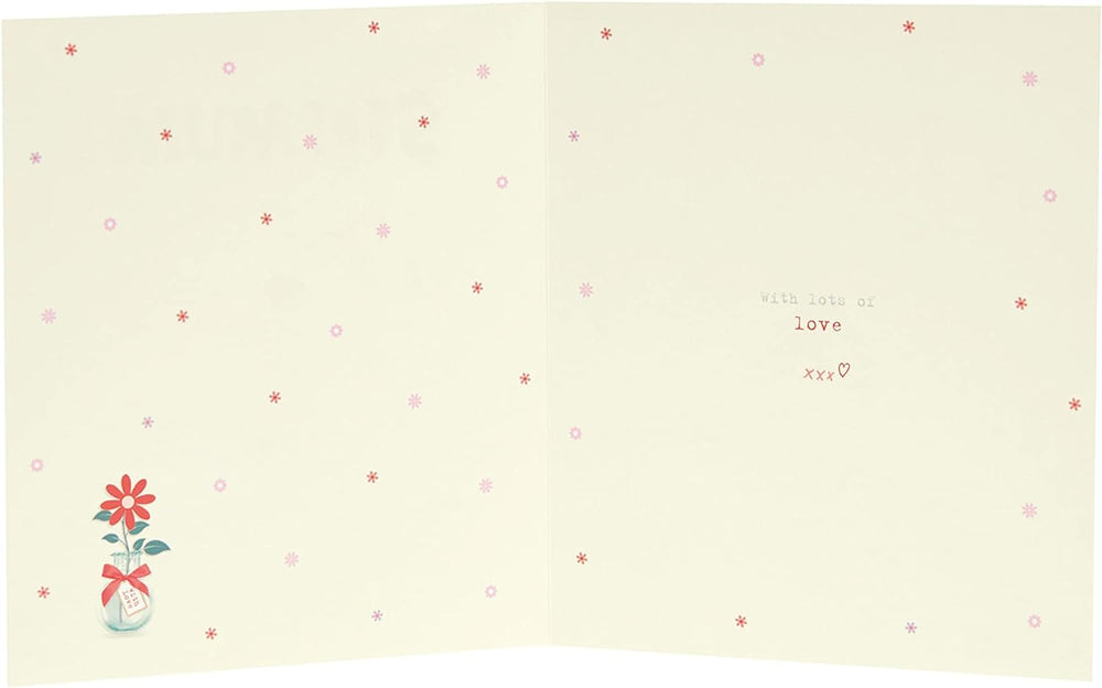 Boofle Birthday Card For Step Mum With Envelope - Cute Design Of Boofle With Vase And Flower
