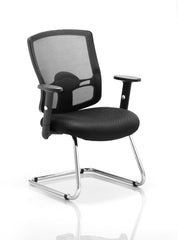 Portland Cantilever Chair Black Mesh With Arms EX000136 DD
