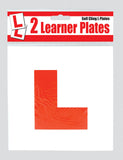 County Essential Window Self Cling L Plates for automotive use, clear plastic L-shaped learner driver signs on vehicle window