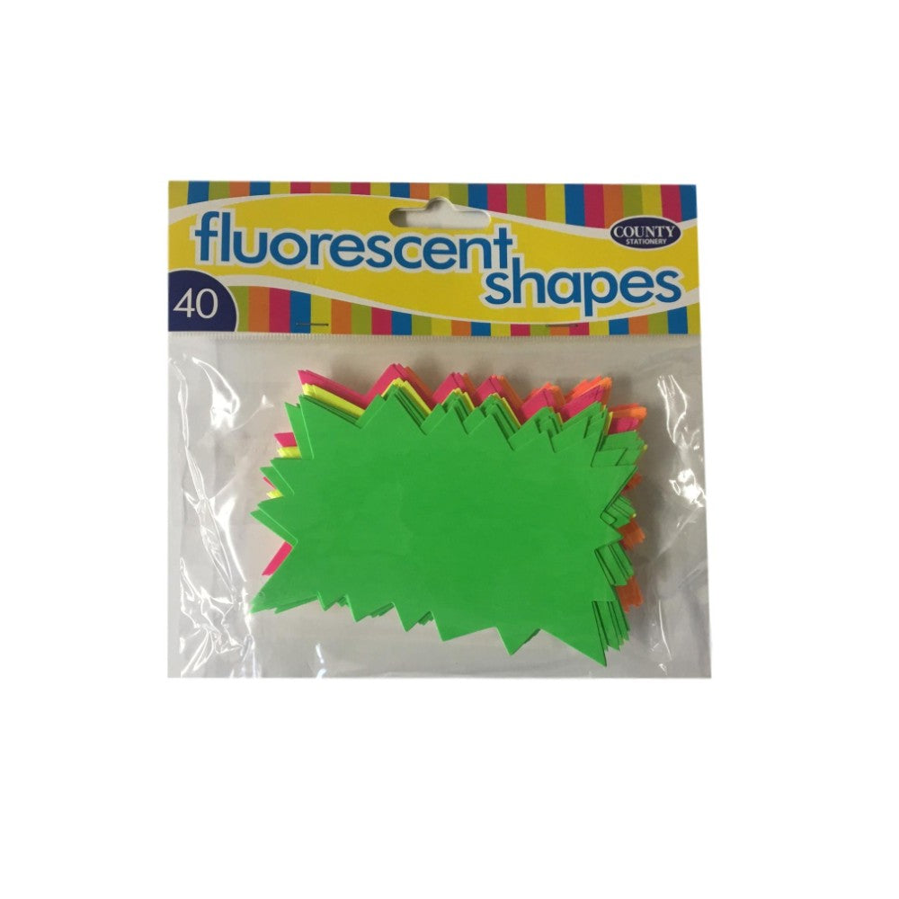 Colorful County fluorescent flashes shapes decorative accessories, 66 x 105mm, pack of 40, perfect for creative craft projects.