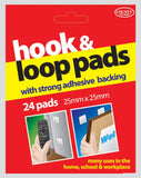 County brand hook and loop pads with strong adhesive backing, fastening accessory for versatile attachment applications.
