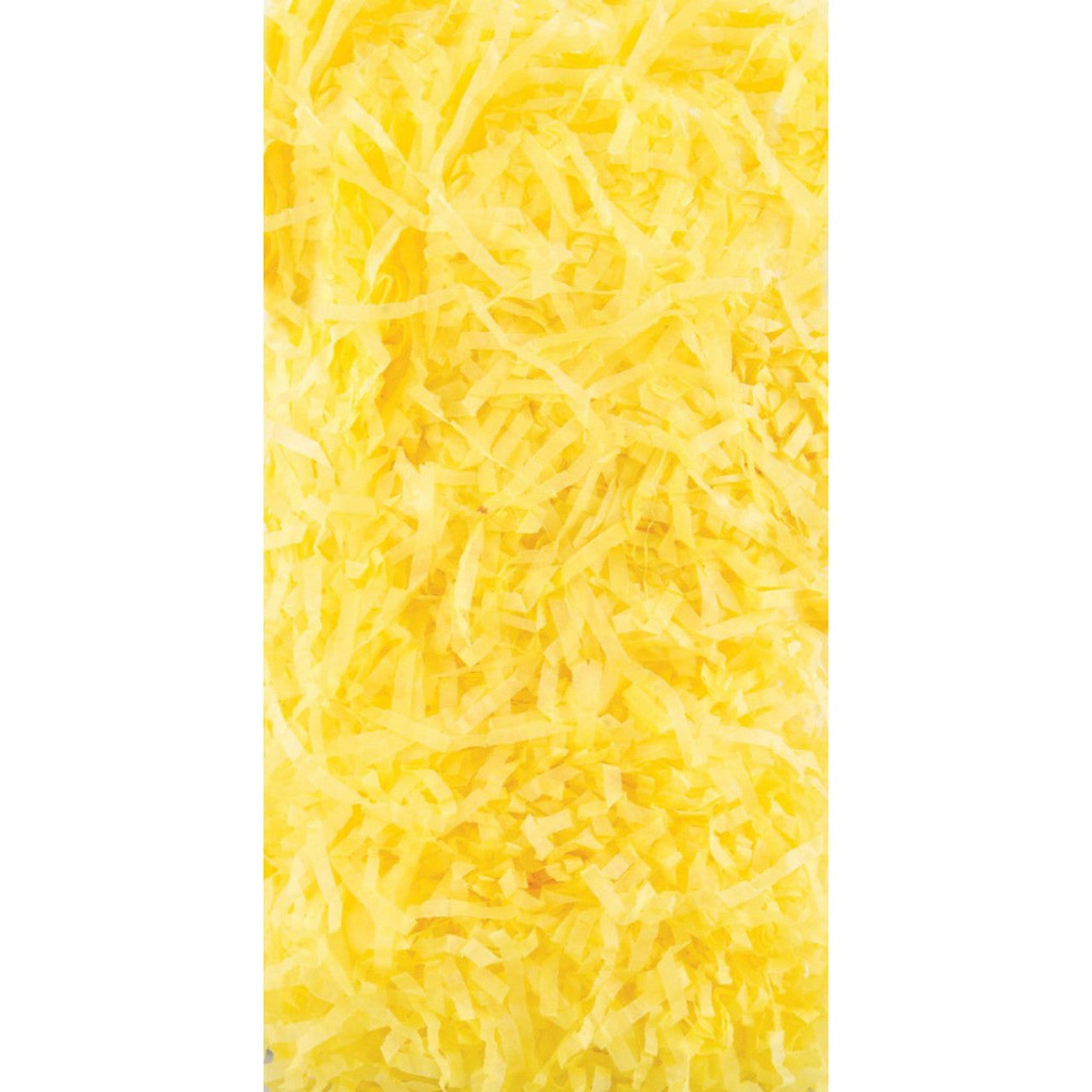 Yellow shredded tissue paper by County, 20g gift wrapping supply, shown in a close-up image for gift wrapping and decoration.