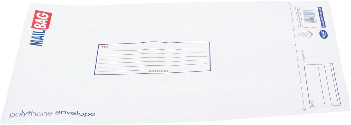 Medium County polythene mail bag, 24 x 32cm, shown in a pack of 25, ideal for packaging and shipping items.