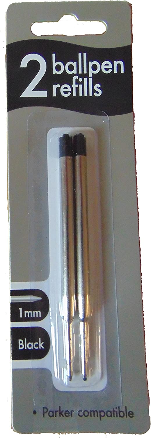 Twin pack of County ballpoint pen refills compatible with Parker, featuring blue ink and designed for smooth writing.