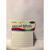 Self-adhesive parcel labels from County stationery set with 12 printable labels for shipping and mailing.