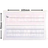 Self-adhesive parcel labels from County stationery set, showing 12 white labels ready for shipping or packaging.