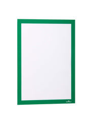 Durable DURAFRAME Self-Adhesive Sign & Document Holder with Magnetic Frame A4 Green (Pack 2) - 487205