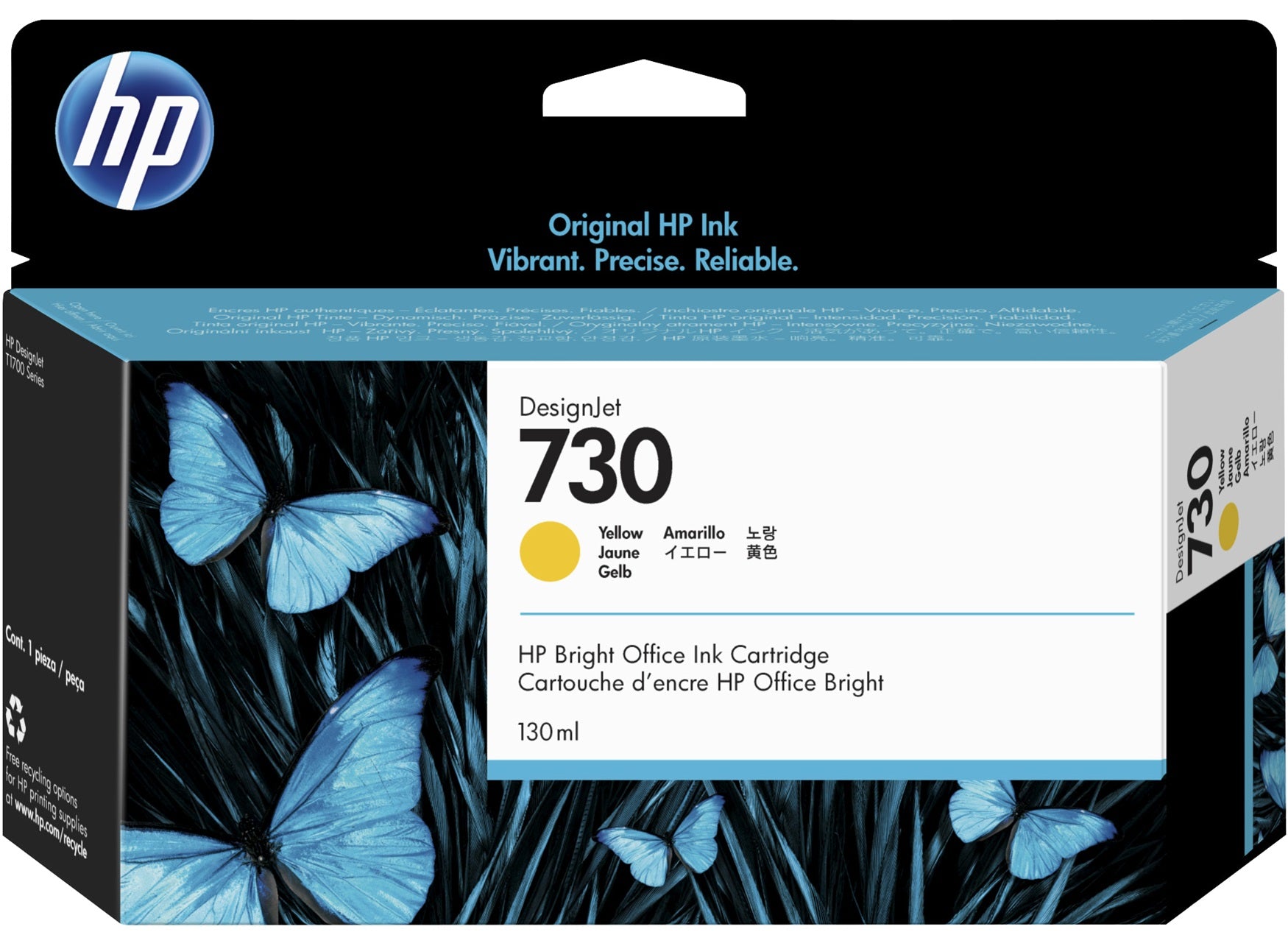 HP No 730 Yellow Standard Capacity Ink Cartridge130ml - P2V64A